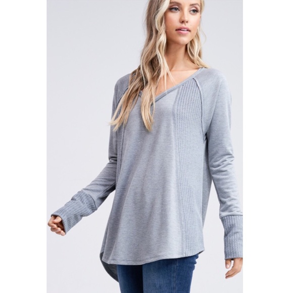 Waffle Knit Super Soft High-Low Grey LS Tunic! - Picture 10 of 16